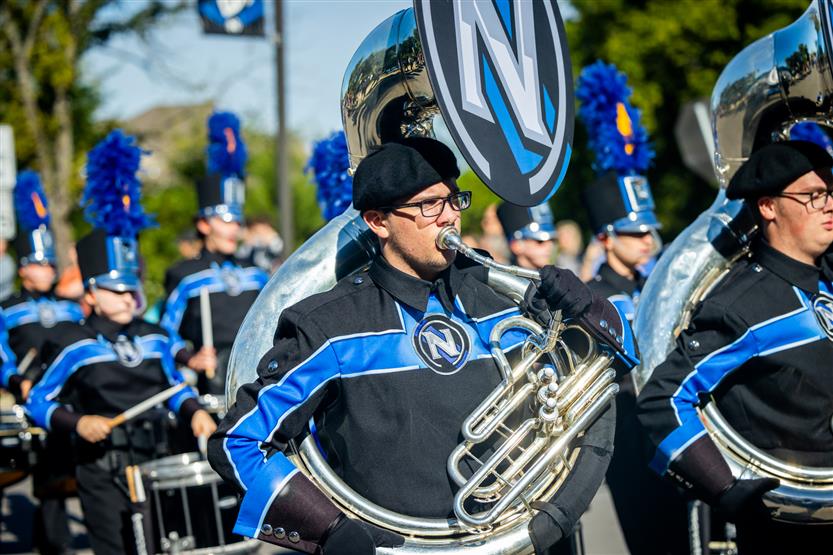 A band marches in the Nolensville High homecoming parade